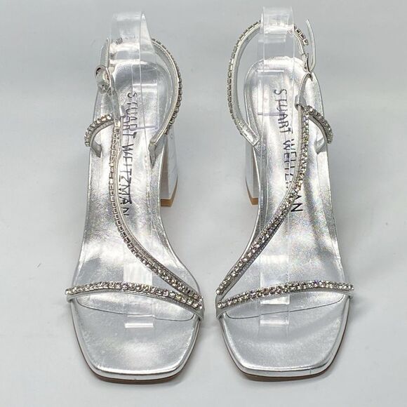 Stuart Weitzman Embellished Metallic Leather Sandals size 9.5 - Picture 2 of 12